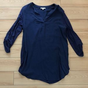 Pleione Navy Blue Cap Sleeve Blouse